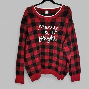 Holiday Time Red and Black Plaid Sweater 3X